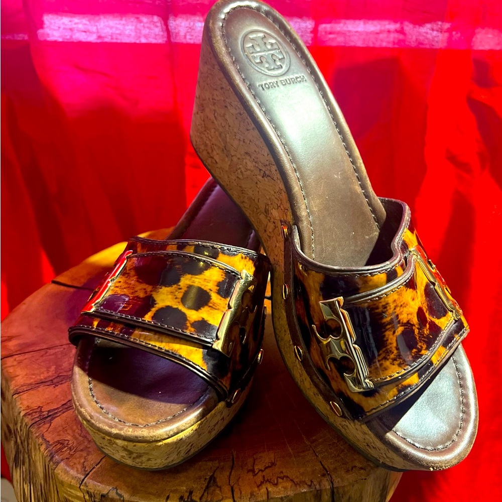 Used Tory Burch wedge sandals 8.5